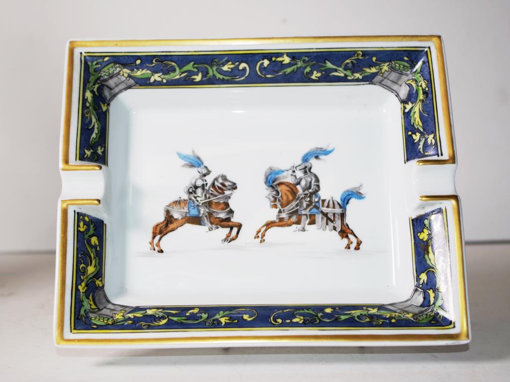 Hermes 'Knights' porcelain ashtray