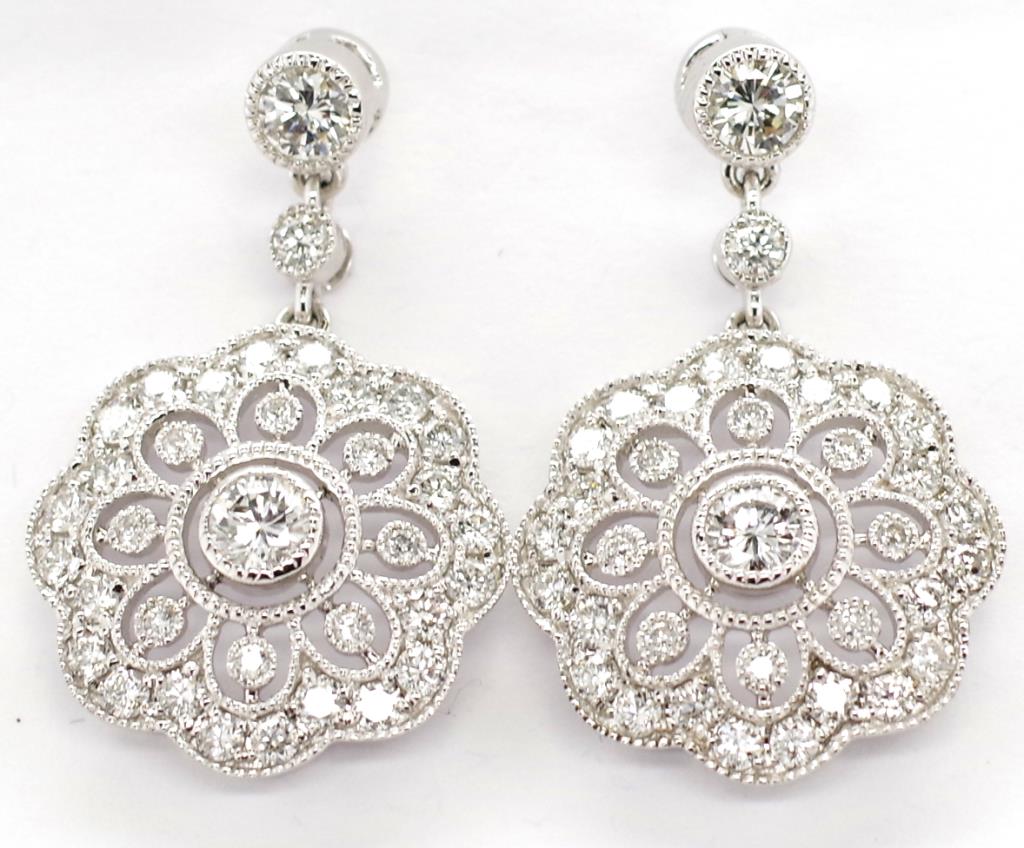 Edwardian style diamond and gold earrings - Image 2 of 6