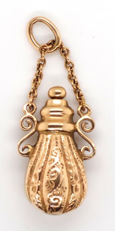 9ct rose gold pilgrim bottle fob charm - Image 2 of 4