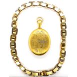 Australian gold locket & gold flat link chain