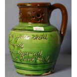 Dicker ware Sussex pottery motto jug