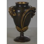 Antique bronze blossom decorated vase