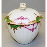 Antique Worcester hand painted lidded sucrier