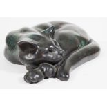 Modern bronze figure of a cat