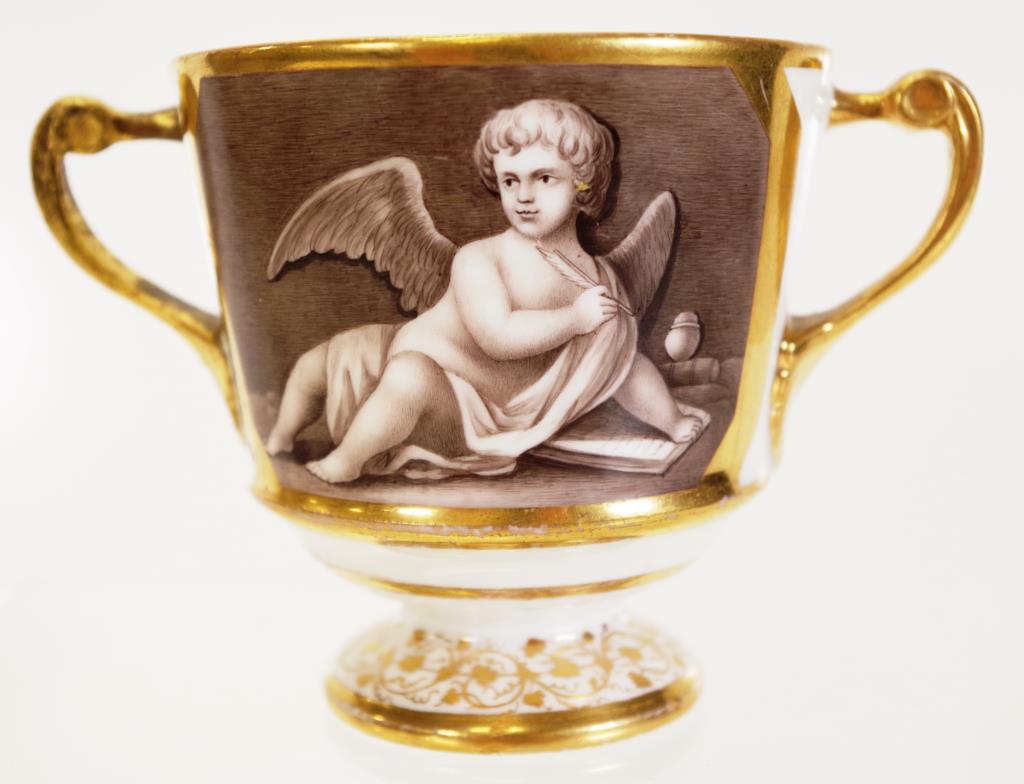 Double handled Coalport cup - Cupids