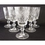 Six crystal red wine goblets