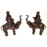 Pair of Japanese lacquered bronze incense burners