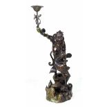 Japanese bronze crane and longevity candle holder