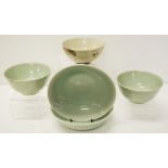 Two pairs oriental celadon bowls