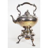 Victorian silver plated kettle on stand