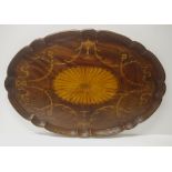 Victorian mahogany marquetry inlaid tray