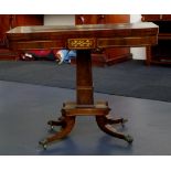 Regency rosewood and brass inlay card table