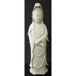 Large Chinese white porcelain figure of Guanyin