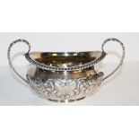 Regency twin handle sterling silver sugar bowl