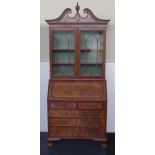 Georgian style mahogany bureau bookcase