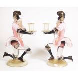 Pair of good Murano glass Blackamoor candlesticks