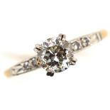 18ct yellow gold, platinum and diamond ring