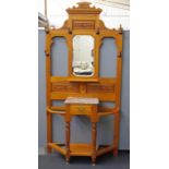 Edwardian mirror back hall stand