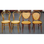 Four antique bentwood chairs