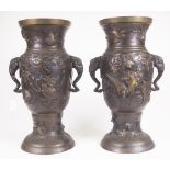 Good pair Japanese bronze decorated vases