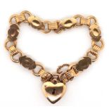 9ct rose gold bracelet with padlock heart clasp