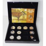 Nine assorted silver proof coins & medallions