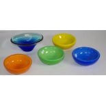 Set four Orrefors harlequin glass bowls