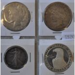 Four assorted US coins