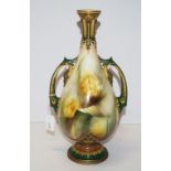 Victorian James Hadley Worcester mantle vase