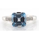 Topaz, diamond and 9ct white gold ring