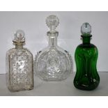 Three various crystal spirit decanters