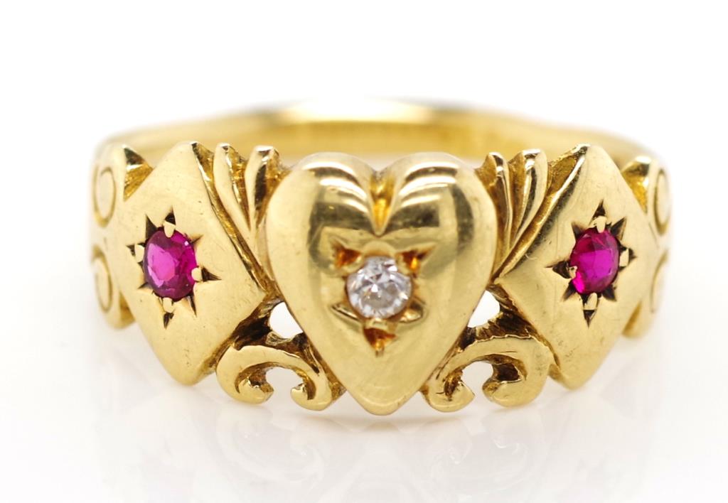Antique Australian 15ct gold diamond and ruby ring - Image 2 of 5