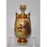 Royal Worcester porcelain twin handled vase