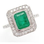 Art Deco style emerald and diamond ring