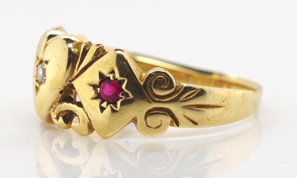 Antique Australian 15ct gold diamond and ruby ring - Image 3 of 5