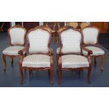 Six Louis XV style walnut chairs