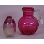 Antique ruby glass water jug