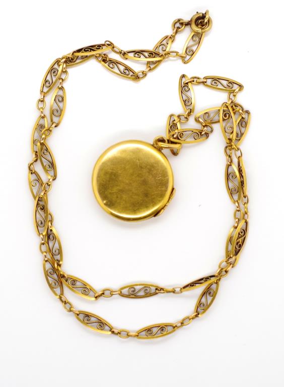 Antique gold necklace and locket - Image 3 of 5