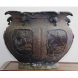 Antique Japanese bronze jardiniere pot