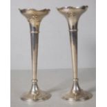 Pair of George V sterling silver posy vases