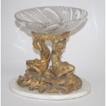 Victorian gilt metal & marble centrepiece