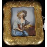 Antique French handpainted portrait of a lady