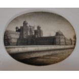 Antique miniature of the Rahjasthan fort on ivory