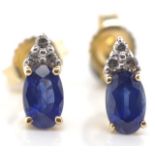 14ct gold, sapphire and diamond stud earrings