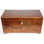 George III flame mahogany tea caddy