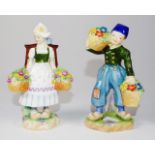 Two Royal Worcester Dutch girl & boy figurine