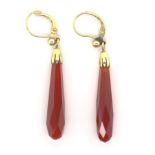 14ct yellow gold and carnelian briolette earrings