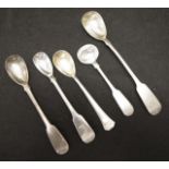 Four Georgian/Victorian silver condiment spoons