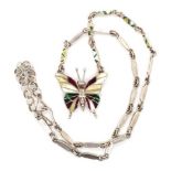 950 silver Inlay butterfly necklace