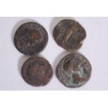 Collection four ancient Roman bronze coins